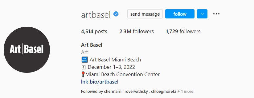Artbasel on Instragram with 2.3M Followers