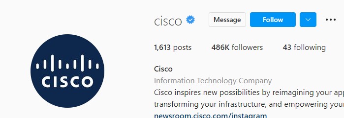 Cisco on Instagram with 468k Followers