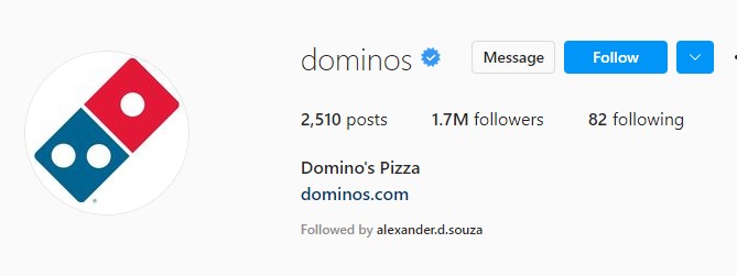 Dominos on Instagram with 1.7M Followers