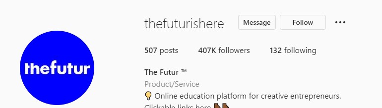 The Futur on Instagram with 407k Followers